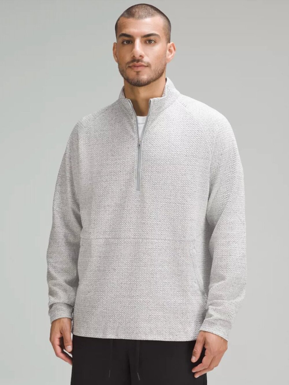 Lululemon Men's At Ease Half-Zip Pullover Textured Sweatshirt Heathered Size S